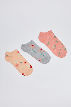 Womensecret 3-pack floral cotton ankle socks printed