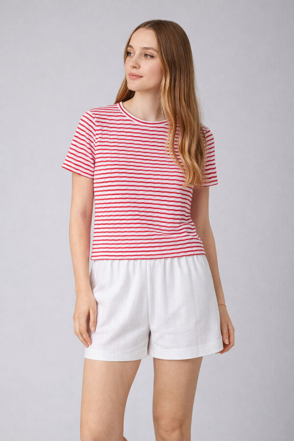 Lmtd Short de punto calado cinturilla el&aacute;stica blanco