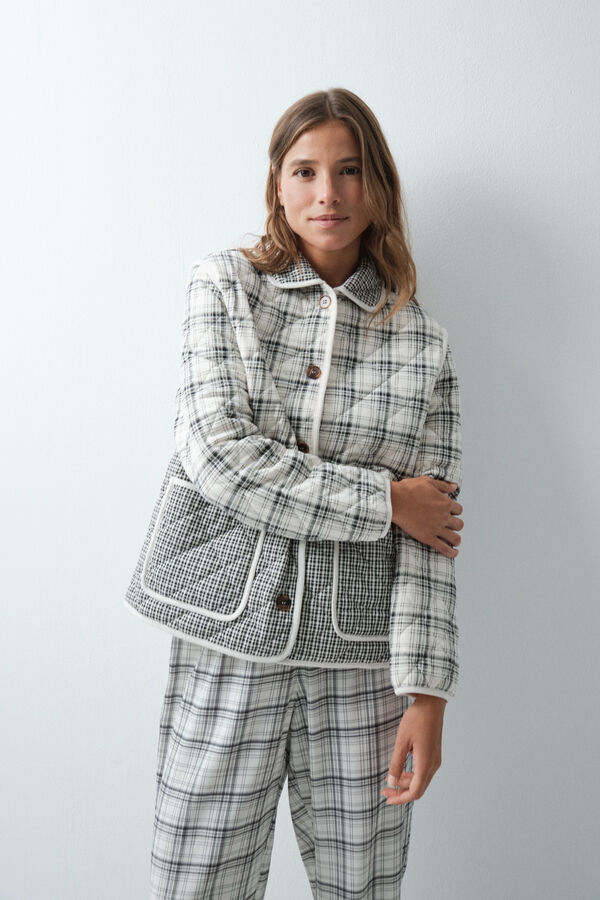 Women'secret Grey plaid short robe grey