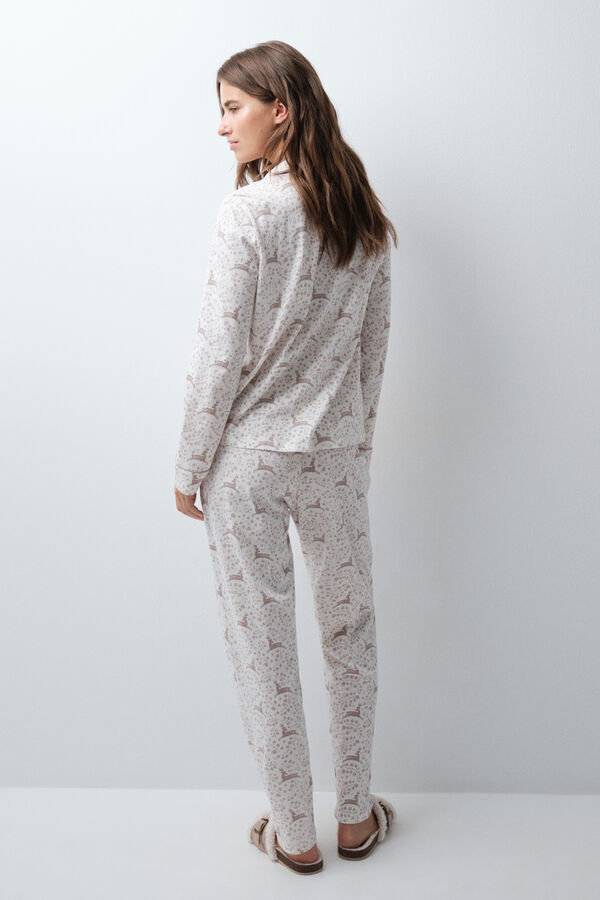 Women'secret Deer print classic long pyjamas nude