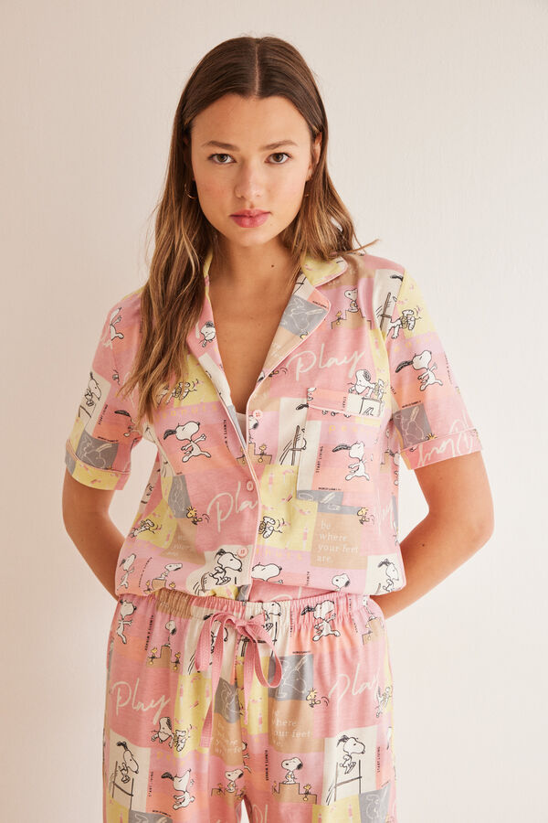 Womensecret Pijama camisero 100% algodão "Play" rosa