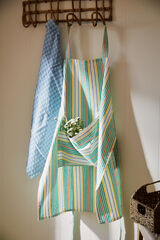 Calma House Haiti turquoise striped apron blue