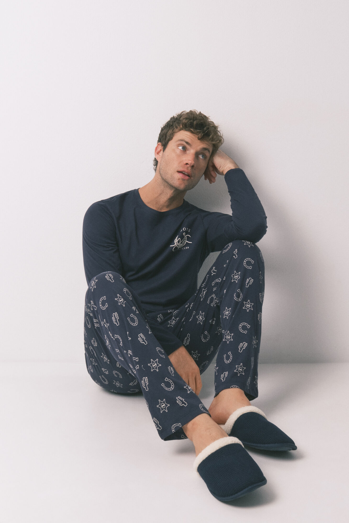 Women'secret Men's blue textured slippers