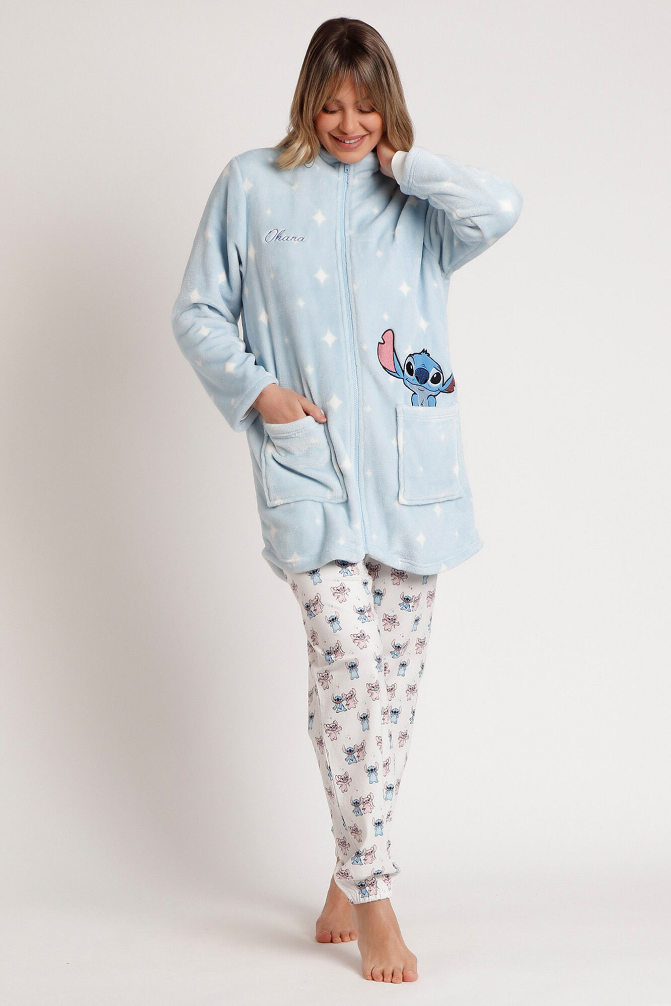 Admas Bata corta terciopelo Stich para mujer