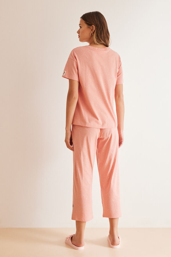 Womensecret Pijama Capri 100% algodón rosa Snoopy rosa