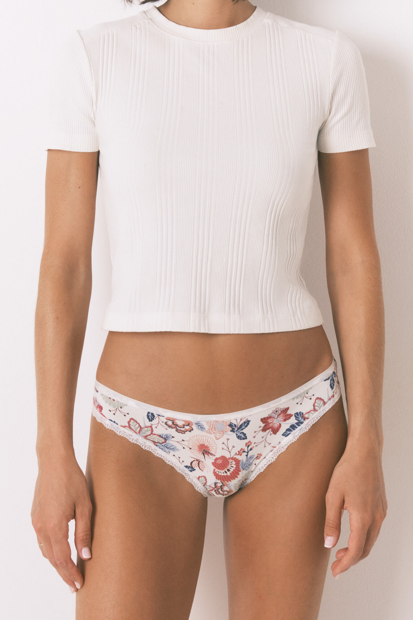 Women'secret Braga cl&aacute;sica microfibrafibra estampada marfil