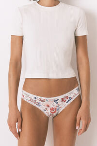 Women'secret Klasična mikrofiber gaće sa printom boje slonovače