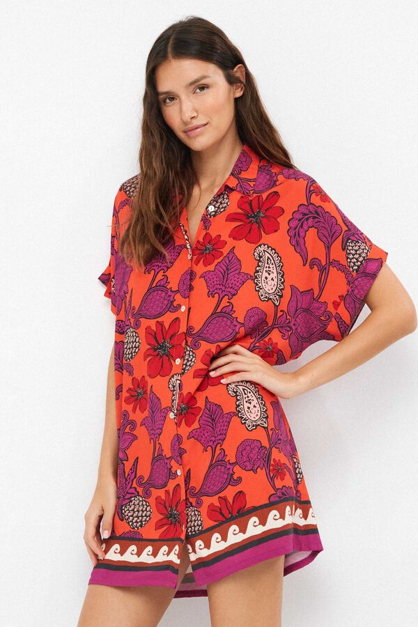 Gisela Camisola print floral tropical blanco