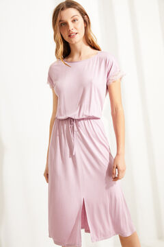 Womensecret Pink super soft satin short-sleeved midi nightgown pink