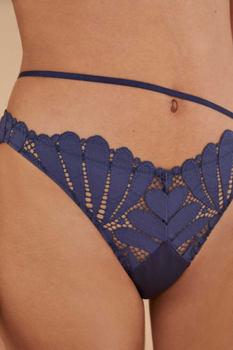 Womensecret Blue embroidered lace Brazilian panty blue