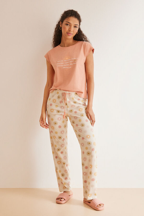 Womensecret Pijama 100% algodón pantalones soles rosa