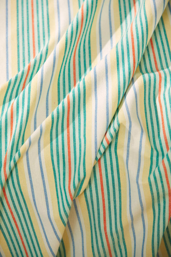 Calma House Recycled cotton sofa cover with turquoise striped Haiti blue