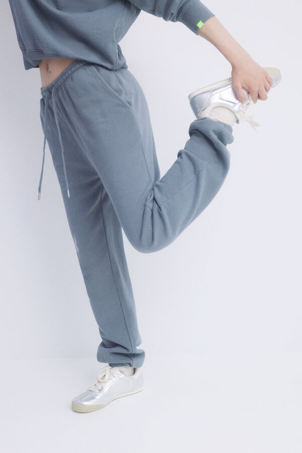 Womensecret Pantalón jogger felpa gris claro gris