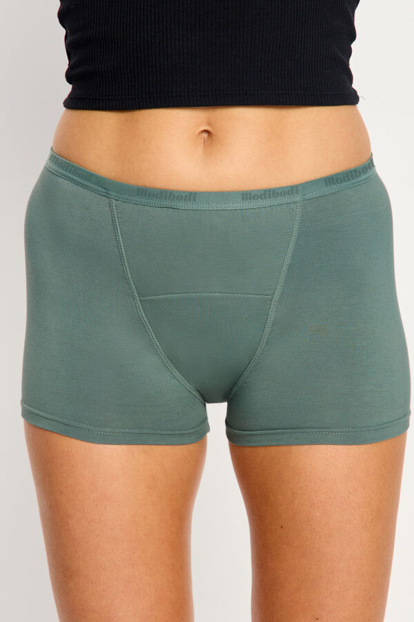 Modibodi Green super flow bamboo menstrual short beige