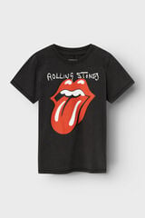 Womensecret Camisola de manga curta de Rolling Stones preto