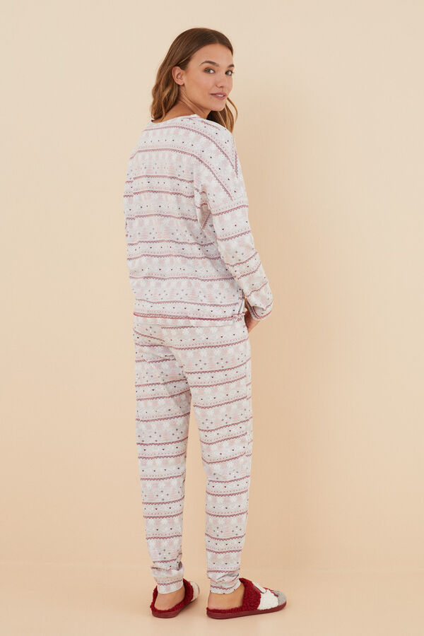 Womensecret Pamučna pidžama s ukrasnom trakom Snoopy Siva
