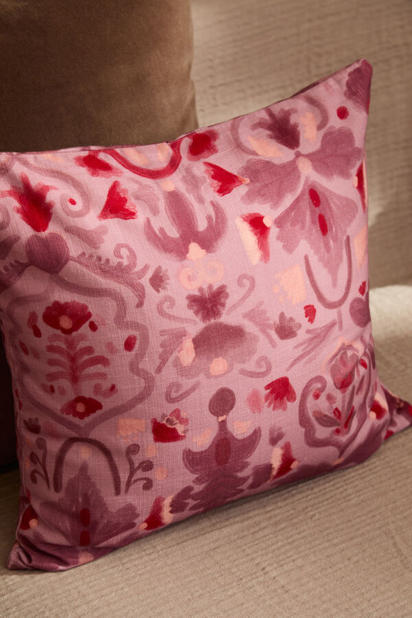 Calma House Funda de coj&iacute;n cuadrada con estampado floral Pina morado/lila