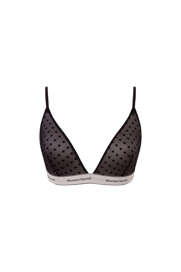 Women'secret Soutien triangular em tule de bolinhas preto NATURAL preto