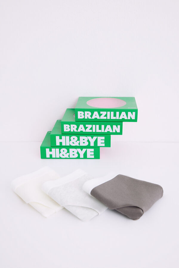 Womensecret Pack 3 calçinhas brasileiras algodão verde, branco e turquesa 