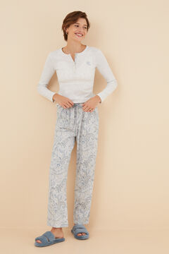 Womensecret Pyjama long côtelé coton motif cachemire gris