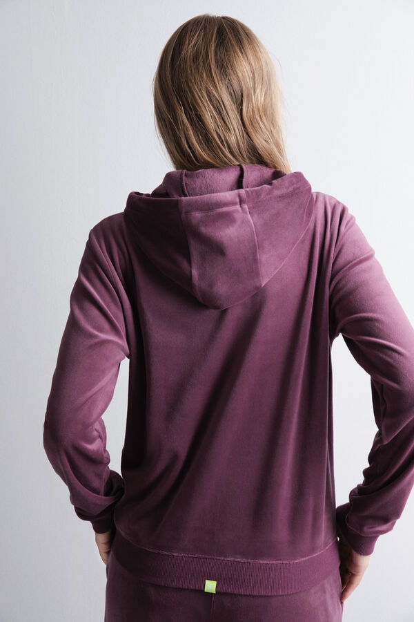 HI&BYE Baršunasta jakna sa pliš rajsferšlus vina Bordo