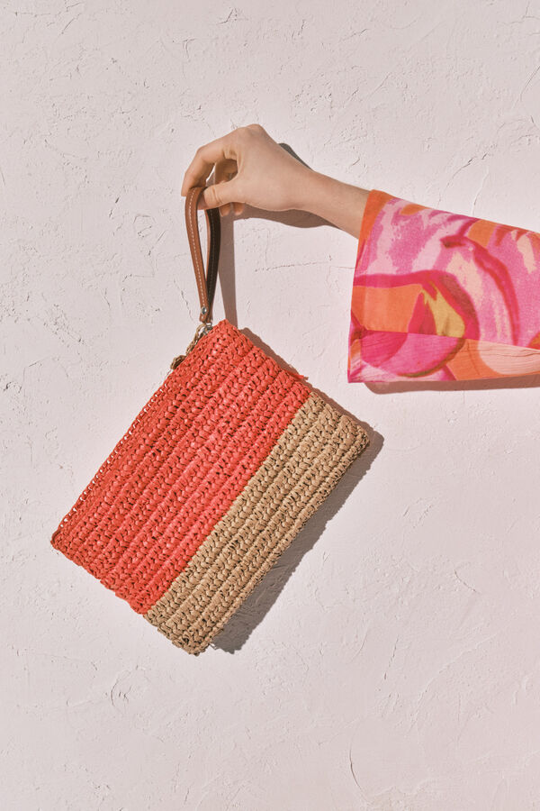 Women'secret Two-tone raffia medium vanity case red