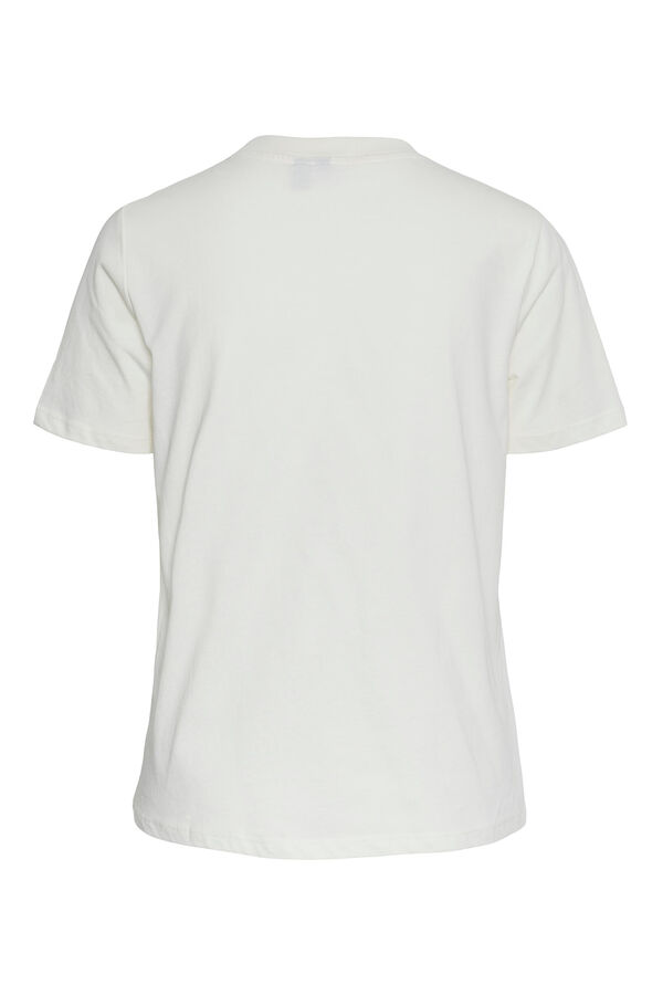 Womensecret Women's 100% cotton T-shirt with short sleeves and closed neck. Heart motif detail. Bijela