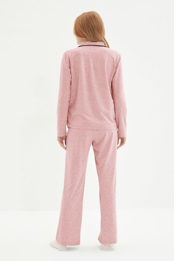 Trendyol Conjunto pijama camisero bolsillo animales rosa rosa