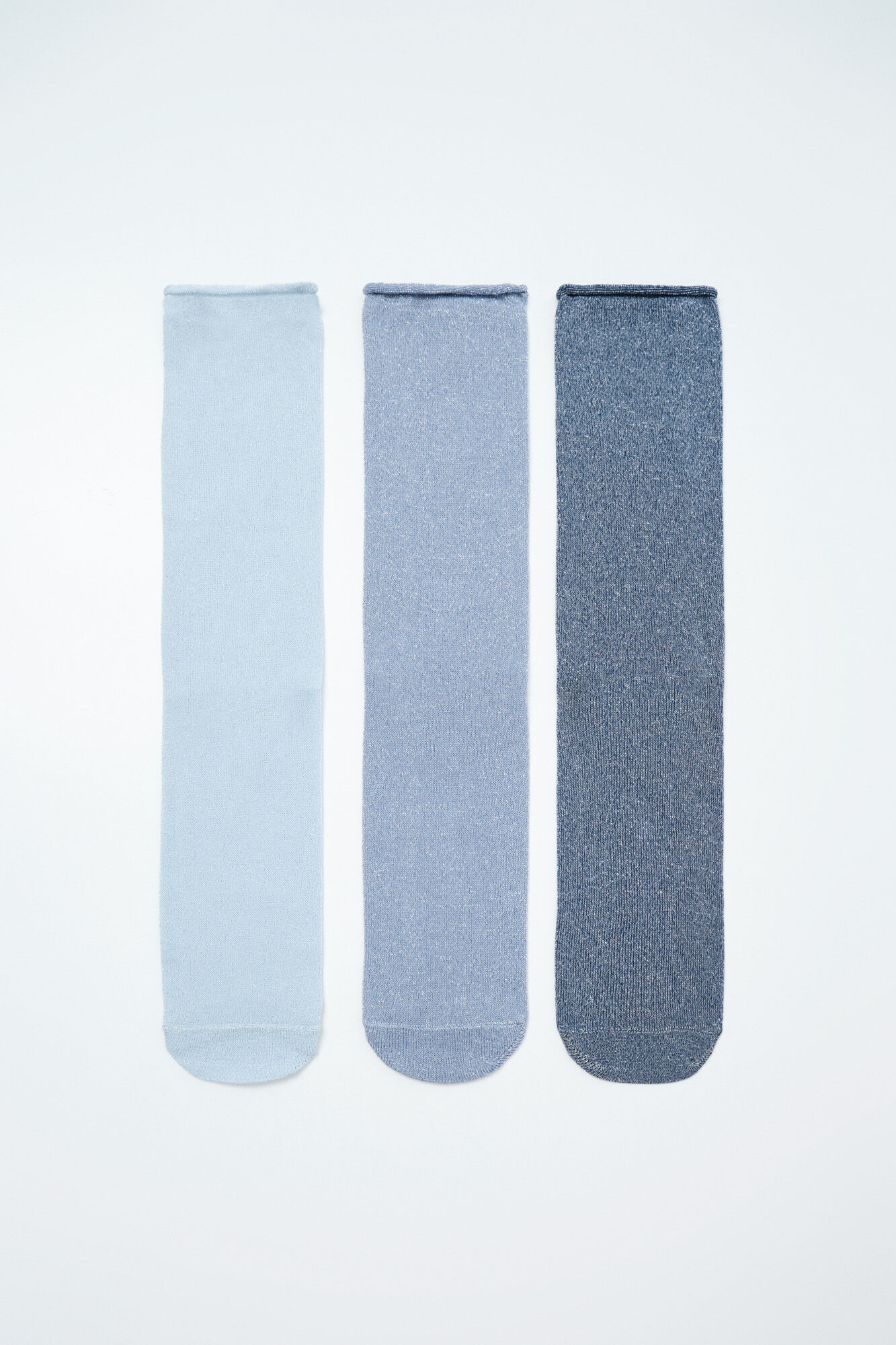 Women'secret Blue lurex 3-pack long socks