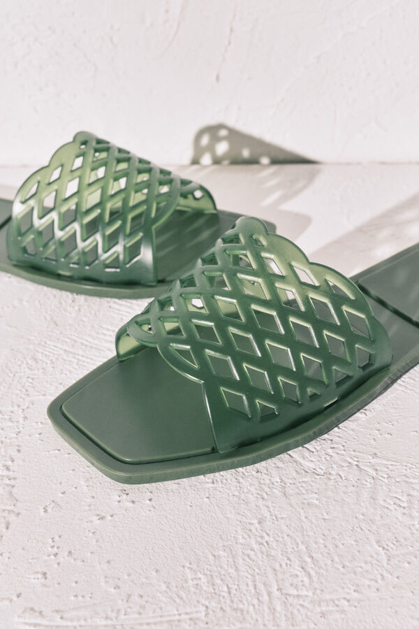 Women'secret Green jelly flat sandals beige