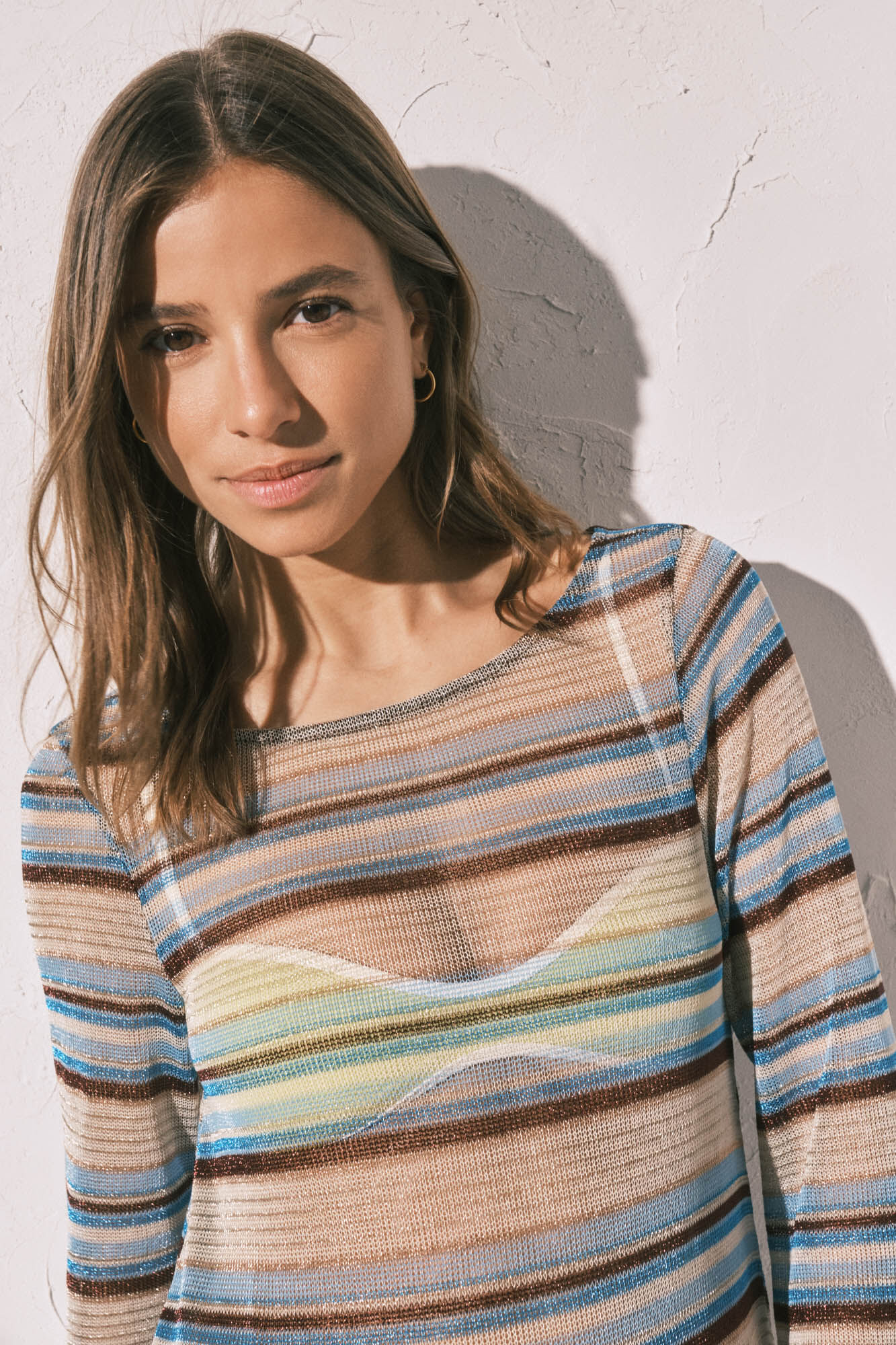 Women'secret Vestido t&uacute;nica curta estampado riscas lurex