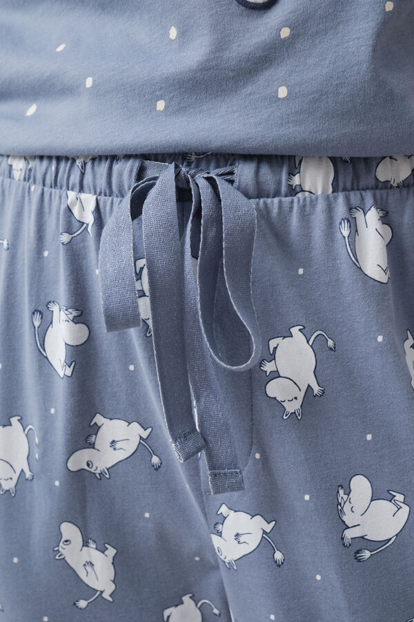 Women'secret Plava pamučna pidžama Moomin kratkih rukava Plava