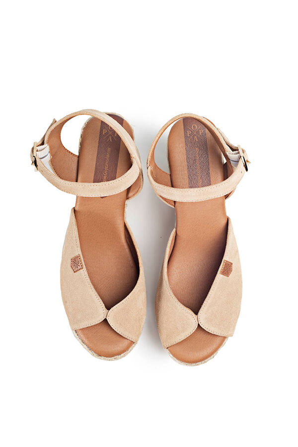 Womensecret Benisa split leather high-wedge sandal Braun