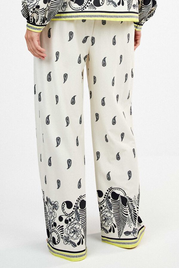 Gisela Paisley print long trousers white