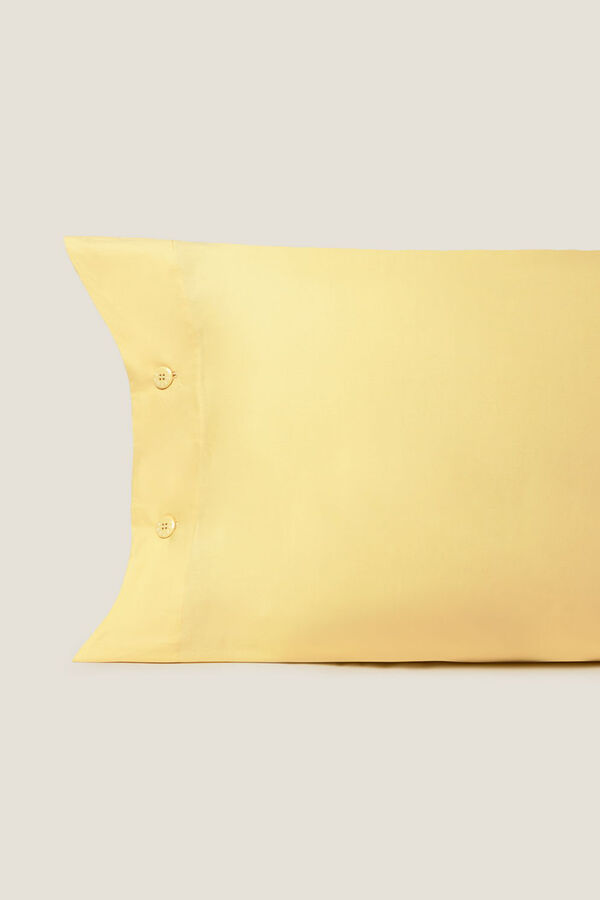 Textura Funda almohada algod&oacute;n org&aacute;nico amarillo