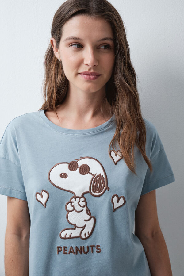 Women'secret Snoopy 3D short sleeve long pyjamas blue