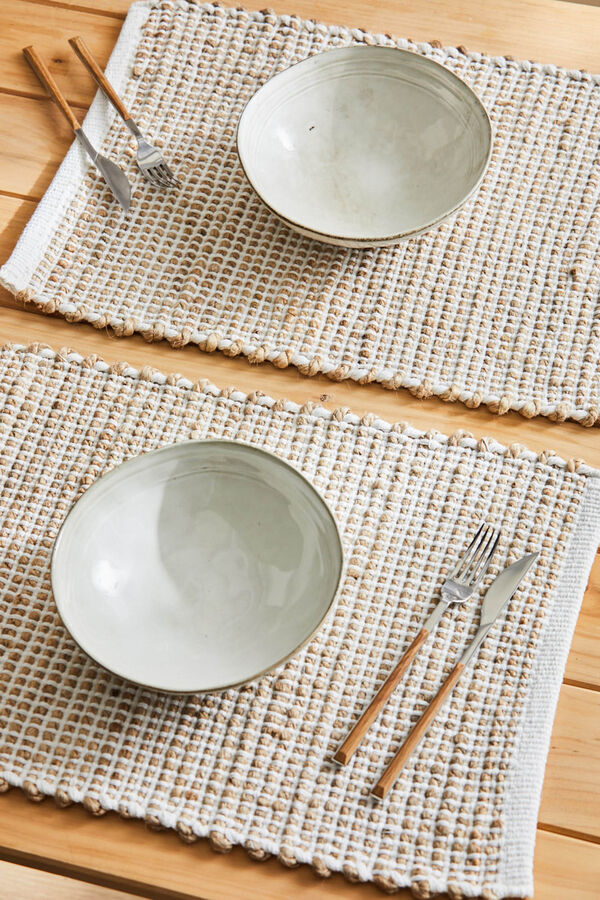 Calma House Mantel individual de yute y algod&oacute;n crudo West amarillo