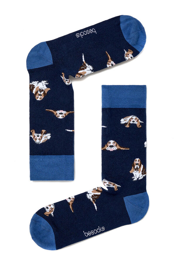 Womensecret Long navy blue socks in organic cotton Blau