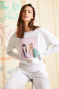 Womensecret Long white organic cotton pyjamas grey