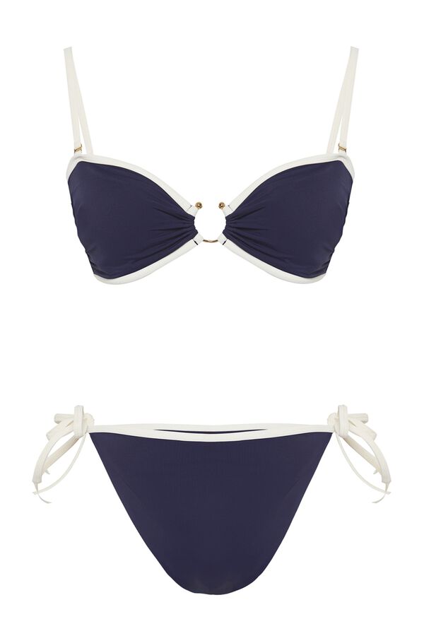 Trendyol Tie bandeau bikini set blue