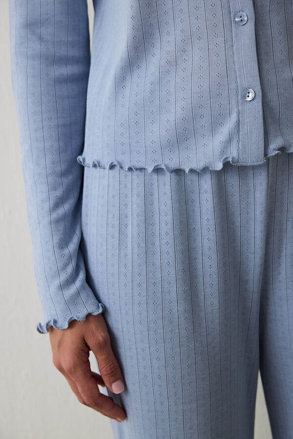 Penti Conjunto de pijama de manga larga con cuello redondo Dahlia con efecto t&eacute;rmico azul