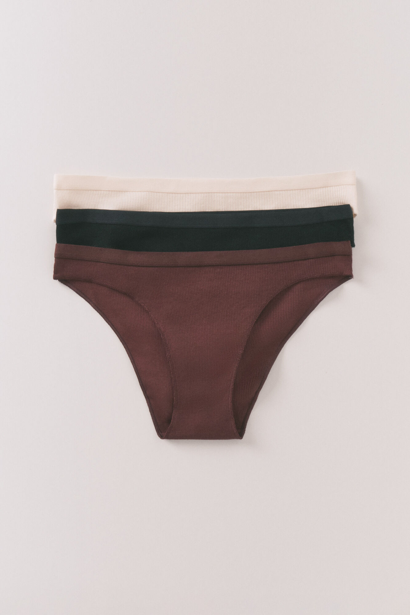 Women'secret 3er-Pack klassische, wei&szlig;e gerippte Slips