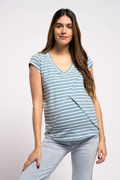 Womensecret Striped crossover nursing T-shirt bleu