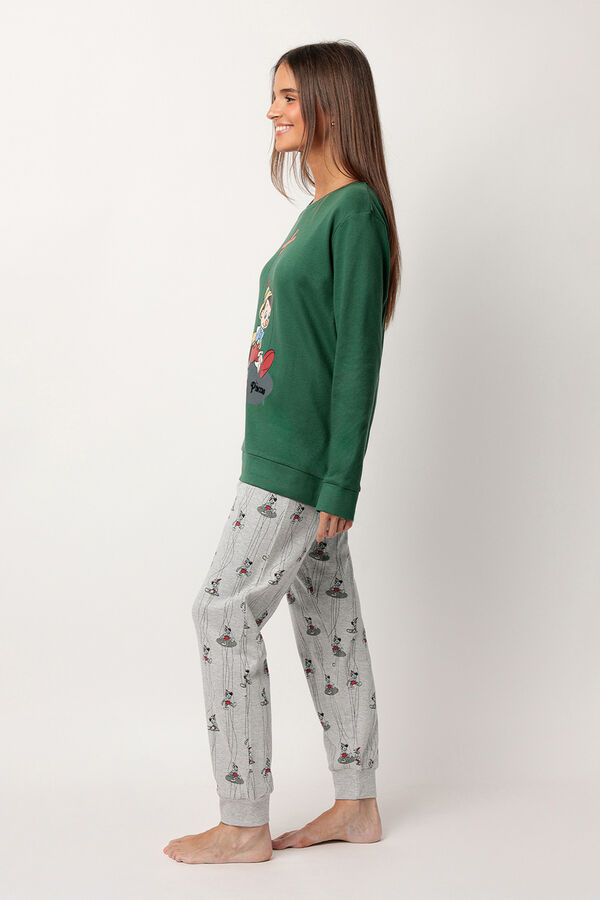 Admas Pijama largo estampado Pinocho para mujer verde