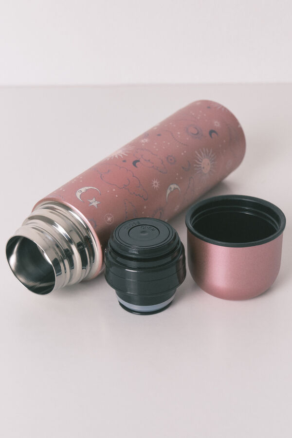 Women'secret Pink metal thermos bottle with astral print pink