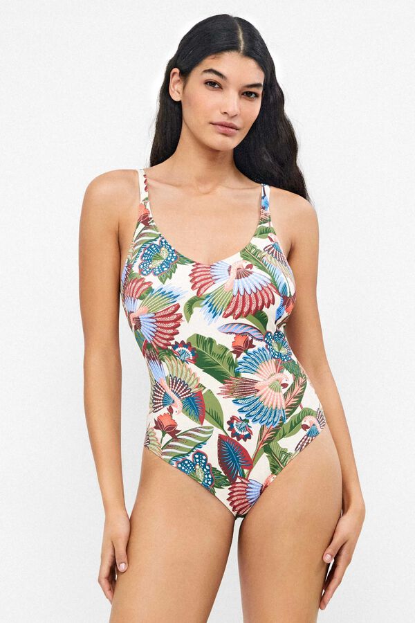 Gisela Ba&ntilde;ador plus size estampado tribal blanco