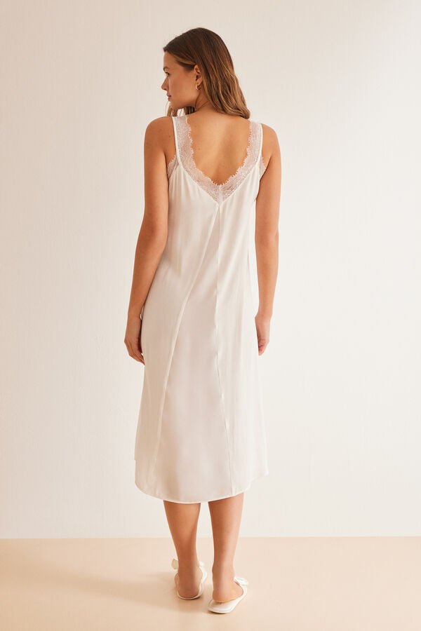 Womensecret Long white satin nightgown beige