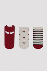 Penti Pack de calcetines invisibles 3 en 1 Fox color burdeos beige