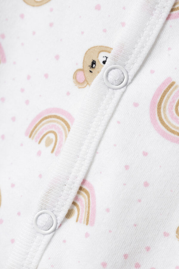 Womensecret Baby girls' pyjamas with teddy bear and rainbow motif blanc