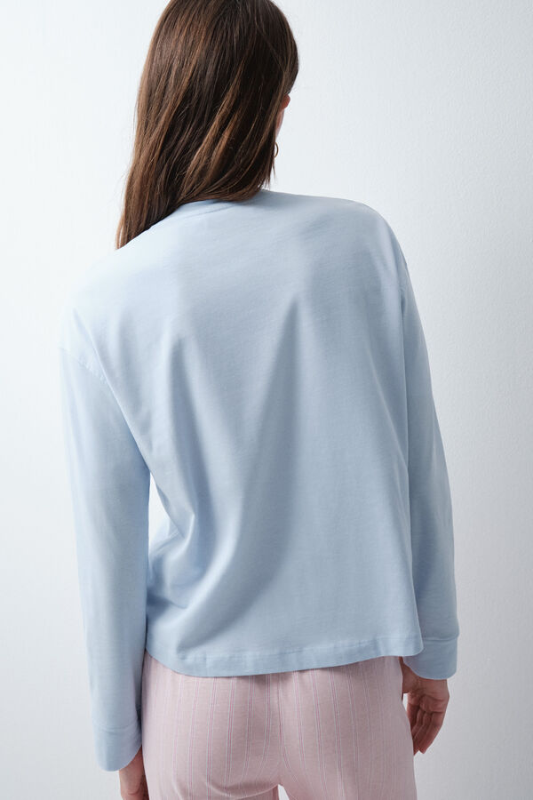 Women'secret Blue cotton pocket T-shirt blue